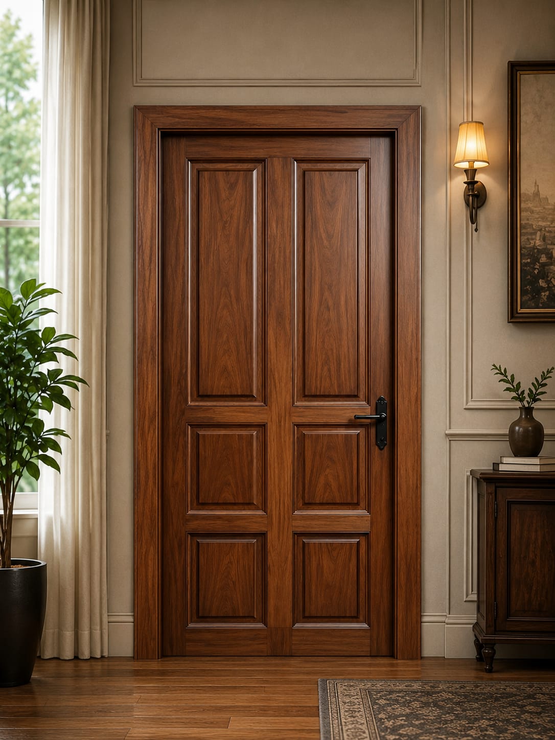 Classic Luxury Wooden Double Door | Premium Solid Wood Interior Door Design