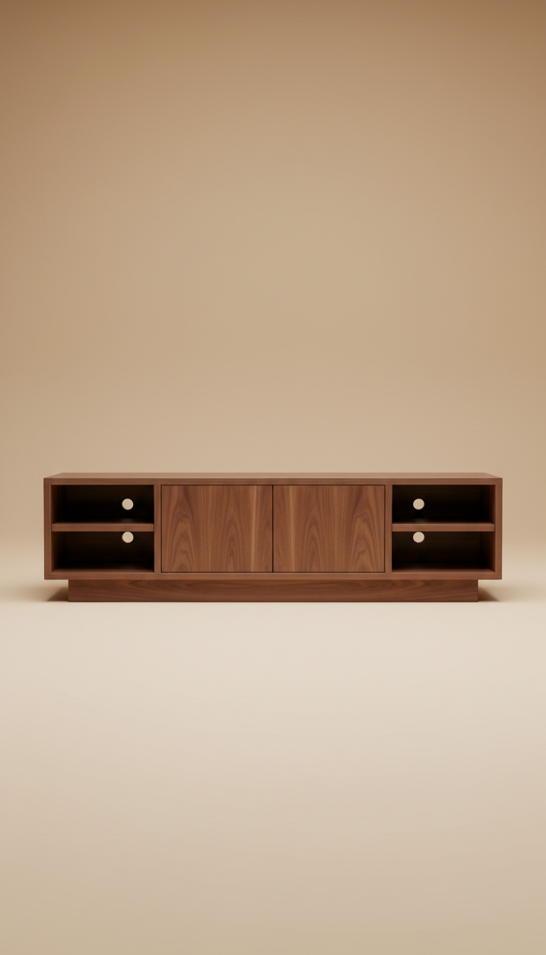 Walnut TV Unit With Floating Shelves