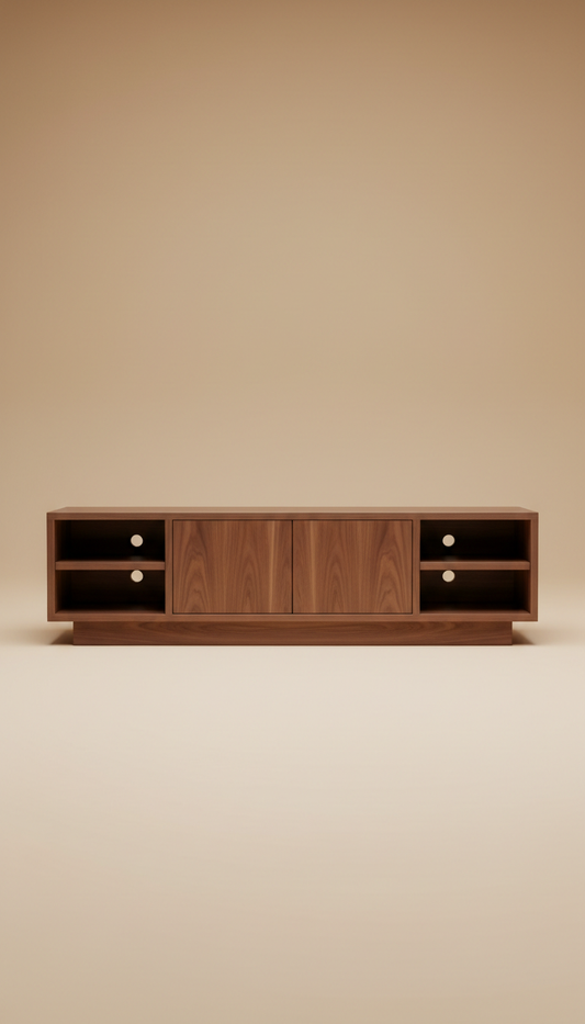 Walnut TV Unit With Floating Shelves